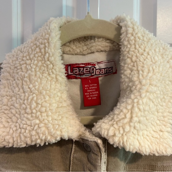 Vintage Y2K Lazer Jeans Corduroy Sherpa Jacket | Size L - Picture 2 of 9